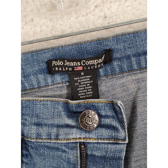 Vtg Y2K Polo Jeans Ralph Lauren Bootcut Womens 8 30x32 Bareback Blue Stretch - Picture 2 of 10